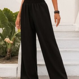 Kadın Yüksek Bel Lastikli Ithal Krep Pantolon