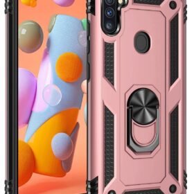 Samsung Galaxy A11 Kılıf Sofya Yüzüklü Silikon Kapak - Rose-(5796)