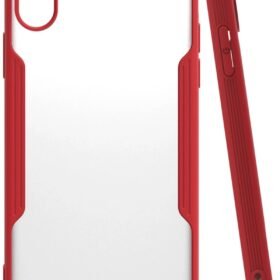 iPhone X Kılıf Platin Silikon - Kırmızı-(5796)