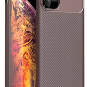 iPhone 11 Pro Max Kılıf Auto Focus Karbon Kapak - Kahverengi-(5796)