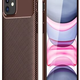 iPhone 12 Mini Kılıf Auto Focus Karbon Kapak - Kahverengi-(5796)