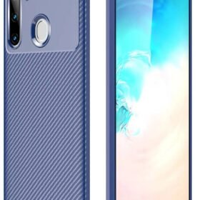 Samsung Galaxy A21 Kılıf Auto Focus Karbon Kapak - Lacivert-(5796)