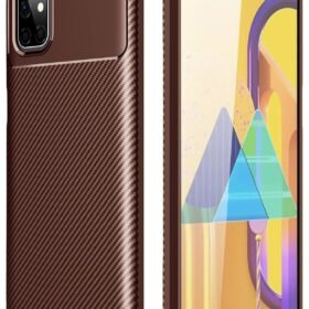 Samsung Galaxy M51 Kılıf Auto Focus Karbon Kapak - Kahverengi-(5796)