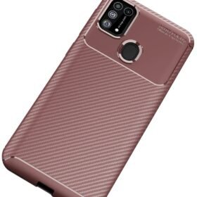 Samsung Galaxy M31 Kılıf Auto Focus Karbon Kapak - Kahverengi-(5796)