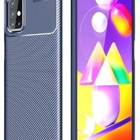 Samsung Galaxy M31S Kılıf Auto Focus Karbon Kapak - Lacivert-(5796)