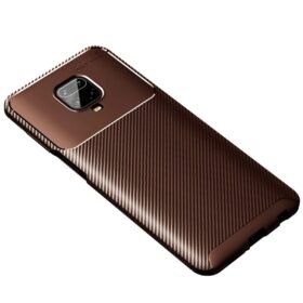 Xiaomi Redmi Note 9 Pro Kılıf Auto Focus Karbon Kapak - Kahverengi-(5796)