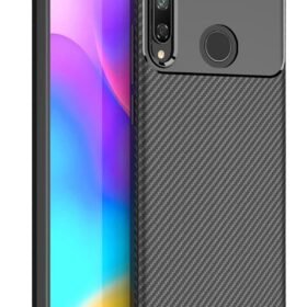 Huawei P40 Lite E Kılıf Auto Focus Karbon Kapak - Siyah-(5796)
