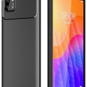 Huawei Y5P Kılıf Auto Focus Karbon Kapak - Siyah-(5796)