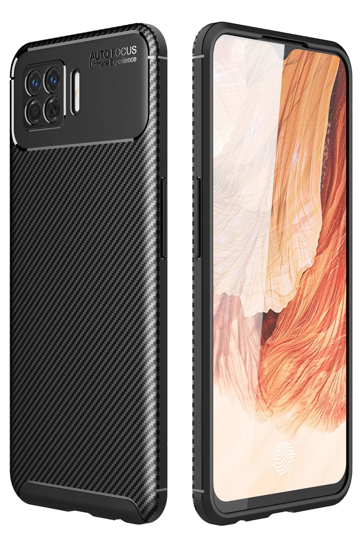 Oppo A73 Kılıf Auto Focus Karbon Kapak - Siyah-(5796)