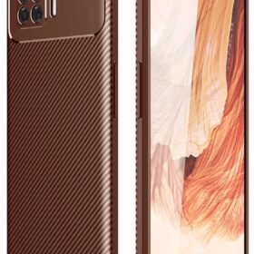 Oppo A73 Kılıf Auto Focus Karbon Kapak - Kahverengi-(5796)