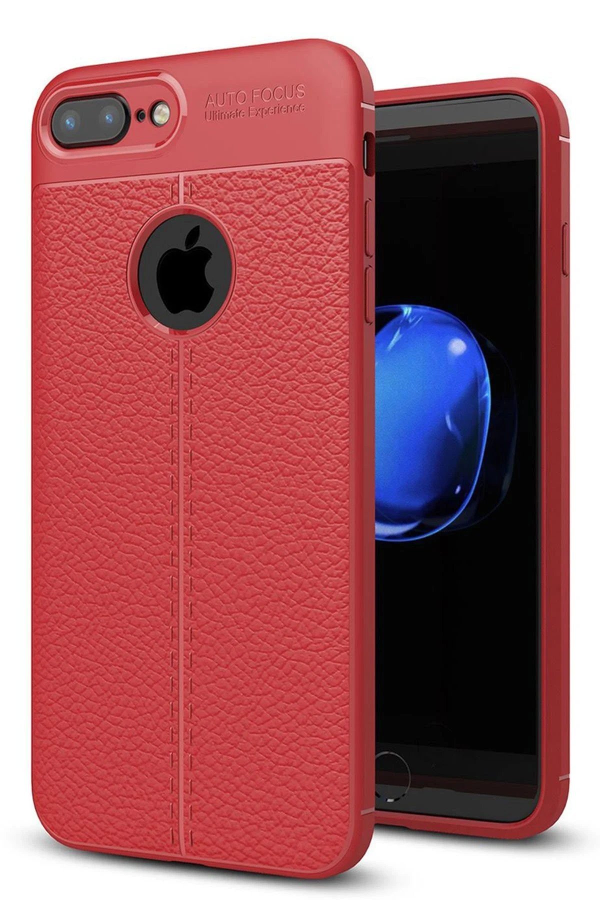 iPhone 7 Plus Kılıf Auto Focus Kapak - Kırmızı-(5796)