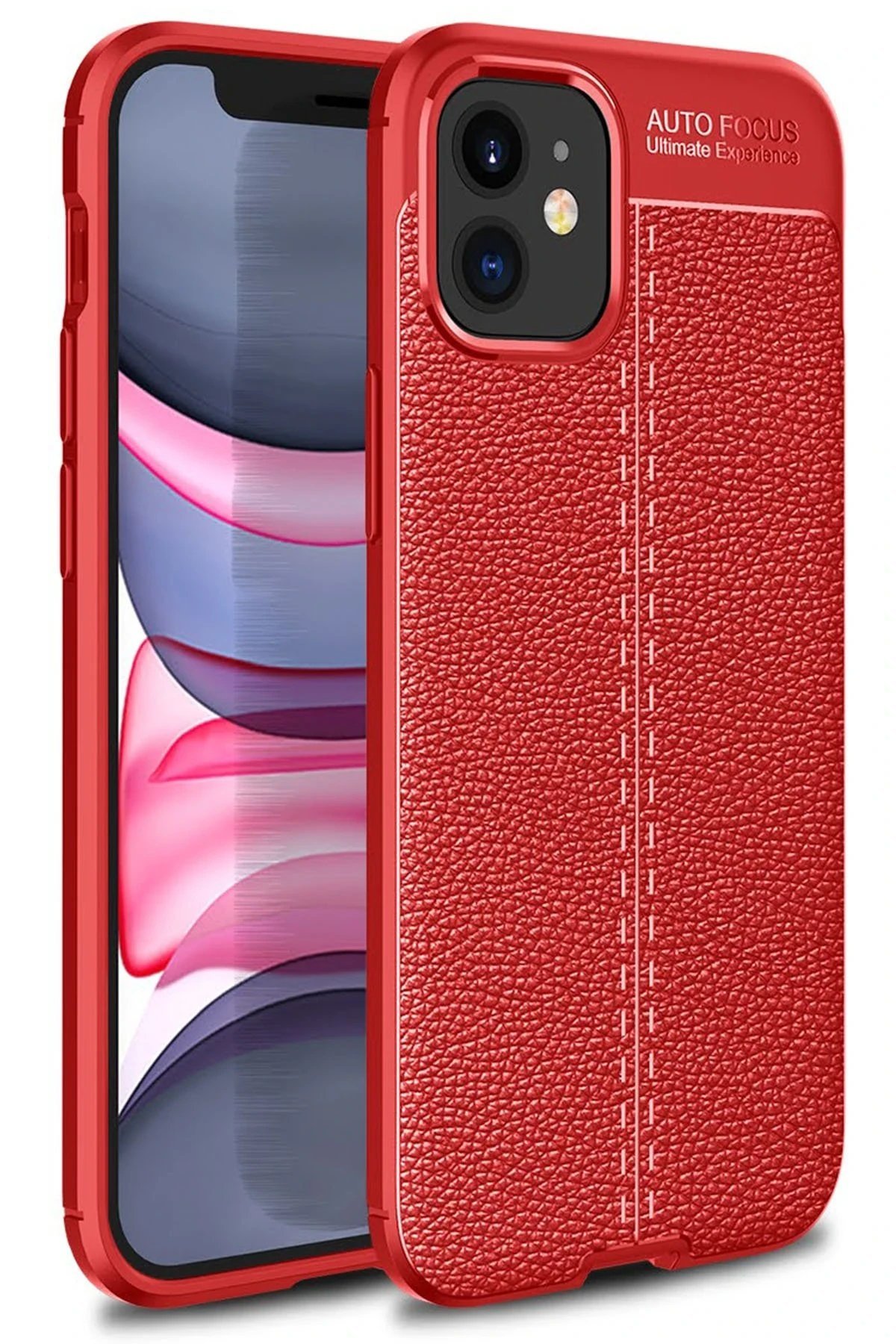 iPhone 12 Mini Kılıf Auto Focus Kapak - Kırmızı-(5796)