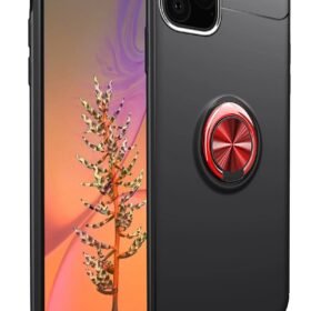 iPhone 11 Pro Max Kılıf Range Yüzüklü Silikon - Siyah-Kırmızı-(5796)