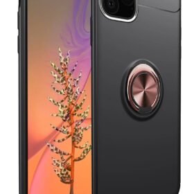 iPhone 11 Pro Max Kılıf Range Yüzüklü Silikon - Siyah-Gold-(5796)