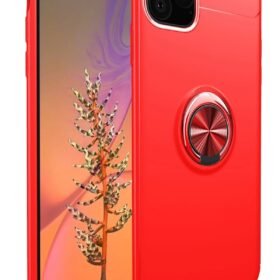 iPhone 11 Pro Kılıf Range Yüzüklü Silikon - Kırmızı-(5796)