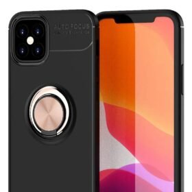 iPhone 12 Mini Kılıf Range Yüzüklü Silikon - Siyah-Gold-(5796)