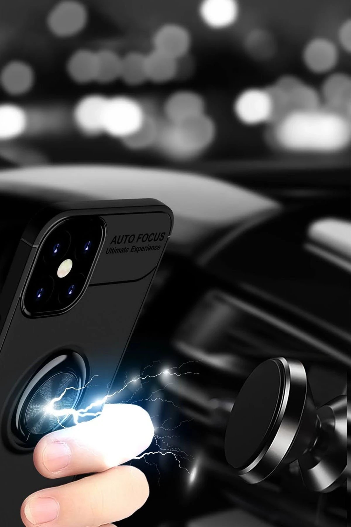 iPhone 12 Mini Kılıf Range Yüzüklü Silikon - Siyah-Gold-(5796) - Görsel 4