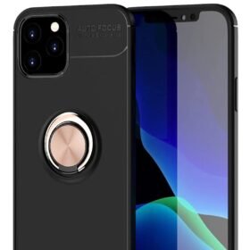 iPhone 12 Kılıf Range Yüzüklü Silikon - Siyah-Gold-(5796)