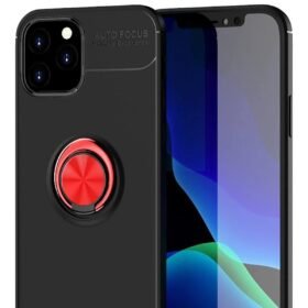 iPhone 12 Kılıf Range Yüzüklü Silikon - Siyah-Kırmızı-(5796)