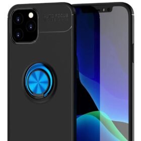 iPhone 12 Kılıf Range Yüzüklü Silikon - Siyah-Mavi-(5796)