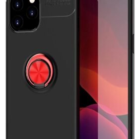 iPhone 12 Pro Max Kılıf Range Yüzüklü Silikon - Siyah-Kırmızı-(5796)