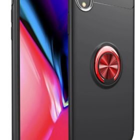 iPhone XR Kılıf Range Yüzüklü Silikon - Siyah-Kırmızı-(5796)