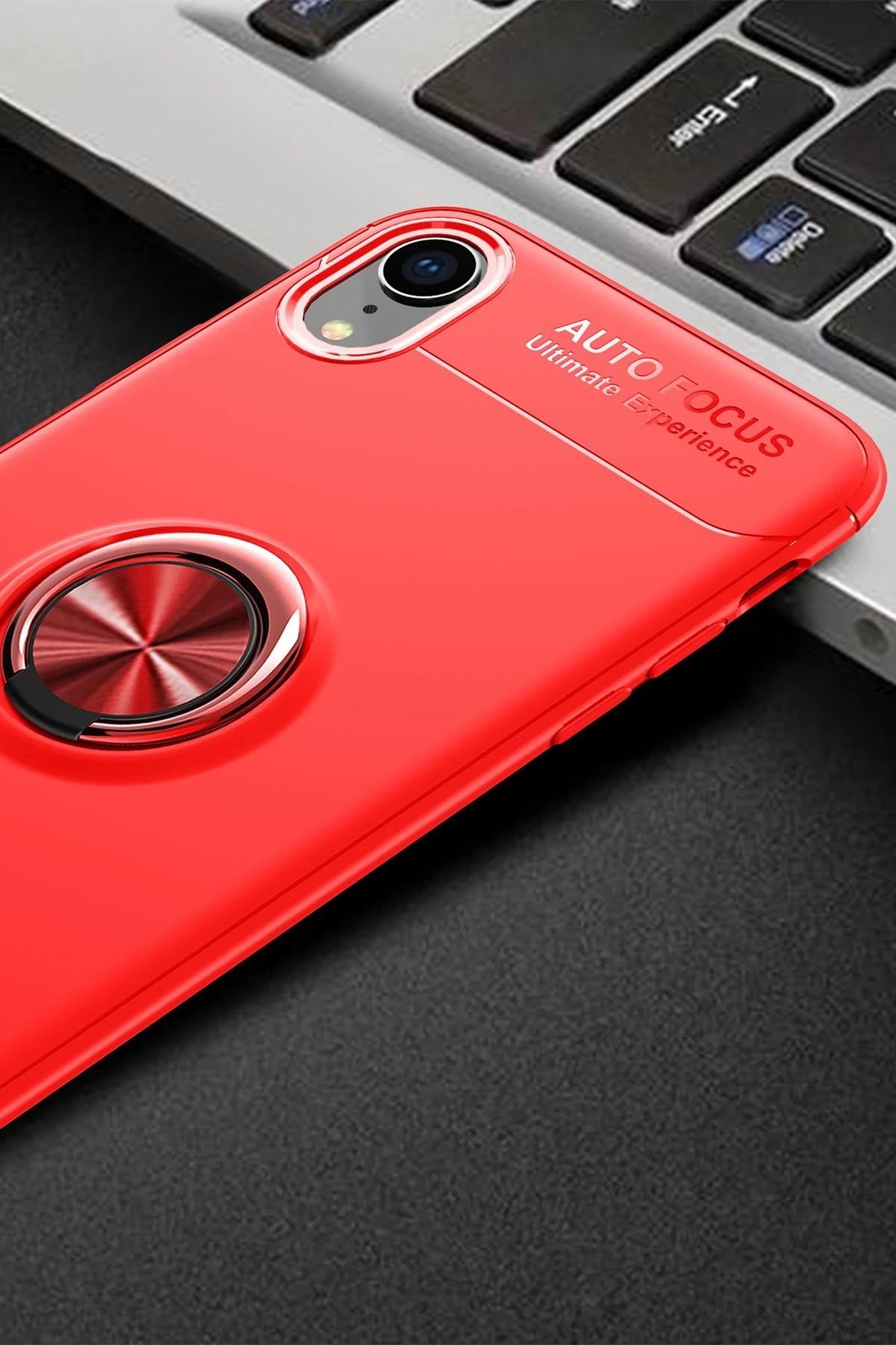 iPhone XR Kılıf Range Yüzüklü Silikon - Kırmızı-(5796) - Görsel 2