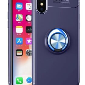 iPhone XS Max Kılıf Range Yüzüklü Silikon - Mavi-(5796)