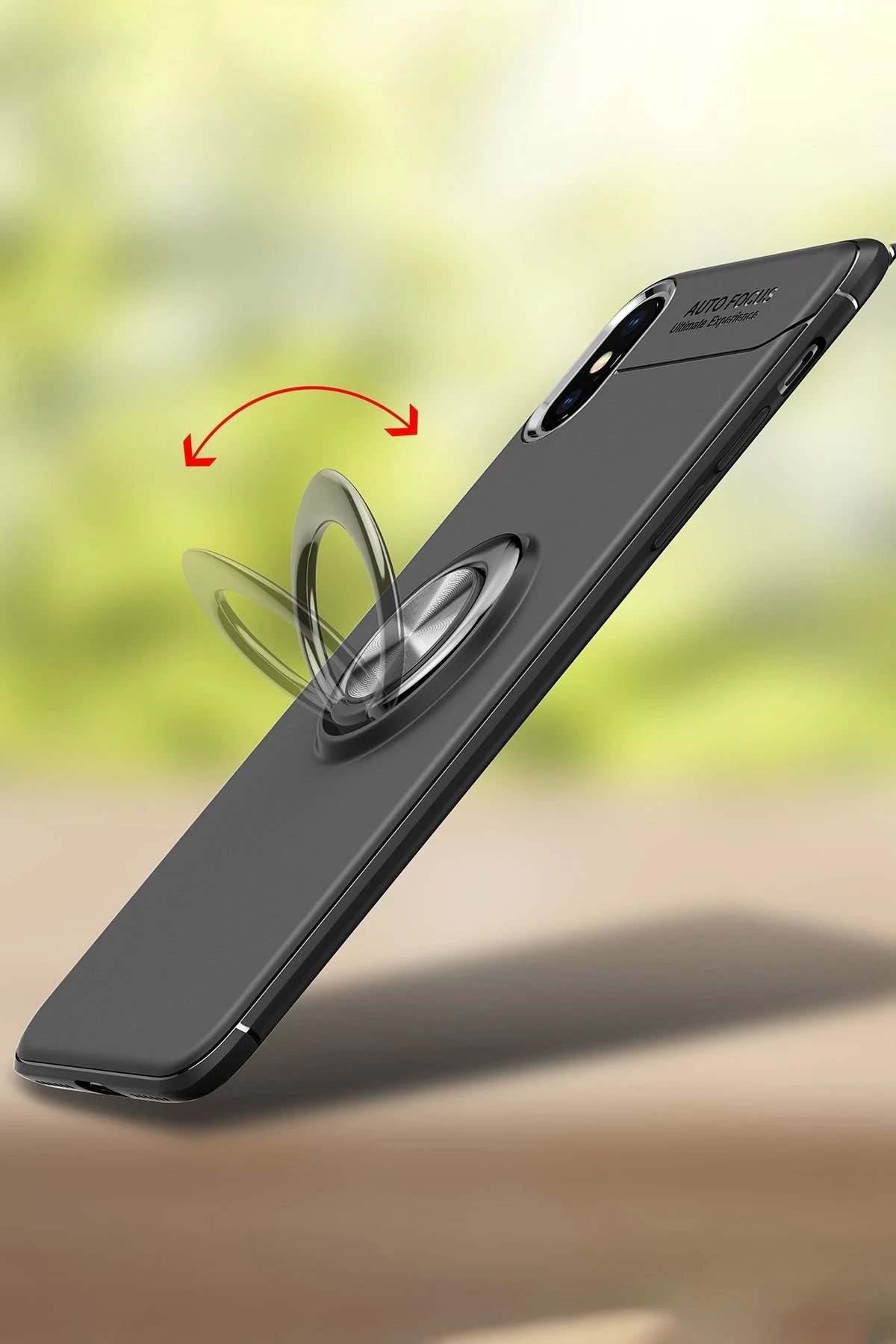 iPhone XS Max Kılıf Range Yüzüklü Silikon - Mavi-(5796) - Görsel 2