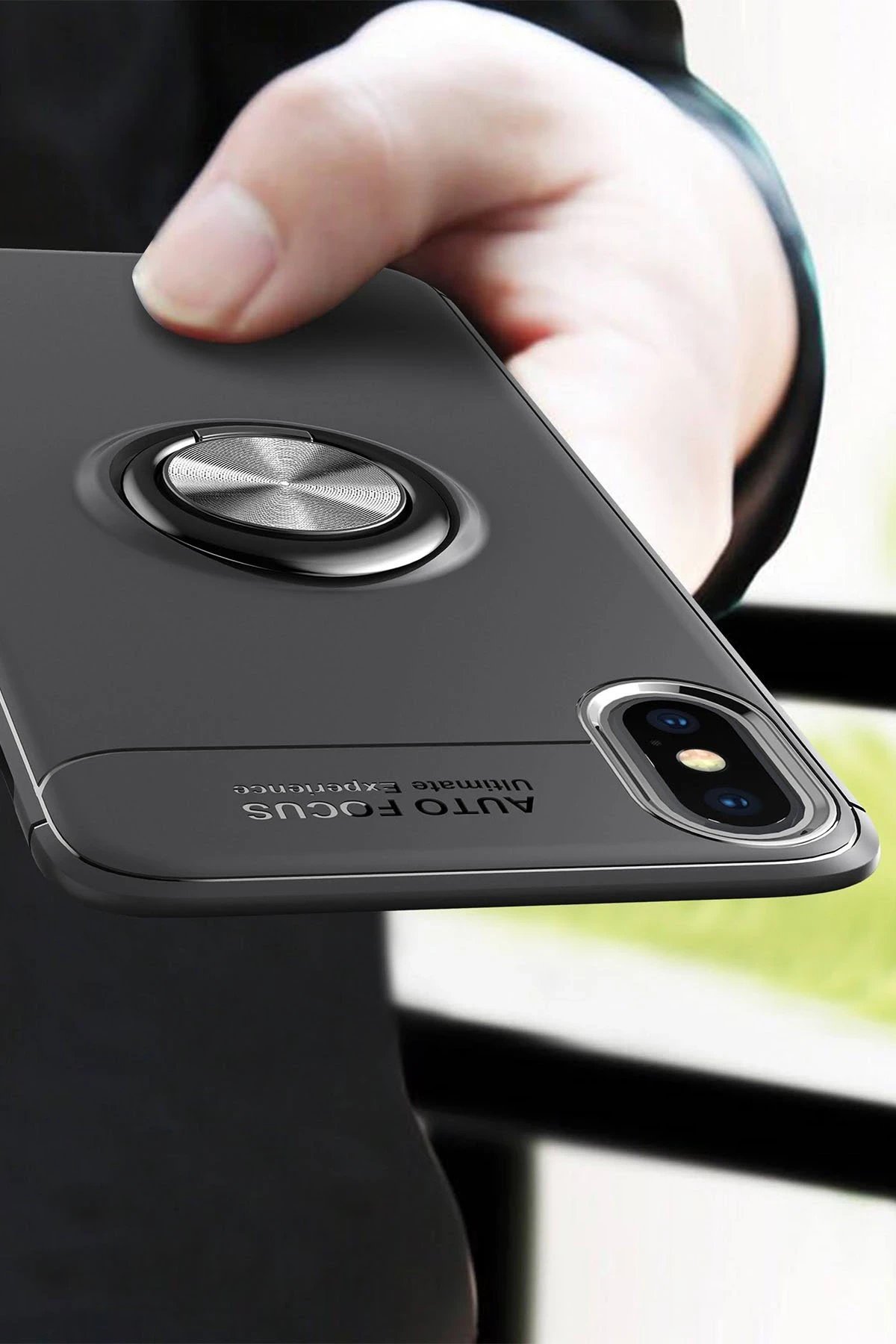 iPhone XS Max Kılıf Range Yüzüklü Silikon - Mavi-(5796) - Görsel 4