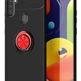 Samsung Galaxy A11 Kılıf Range Yüzüklü Silikon - Siyah-Kırmızı-(5796)