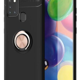 Samsung Galaxy M31 Kılıf Range Yüzüklü Silikon - Siyah-Gold-(5796)