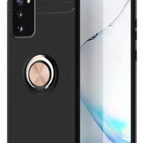 Samsung Galaxy Note 20 Kılıf Range Yüzüklü Silikon - Siyah-Gold-(5796)