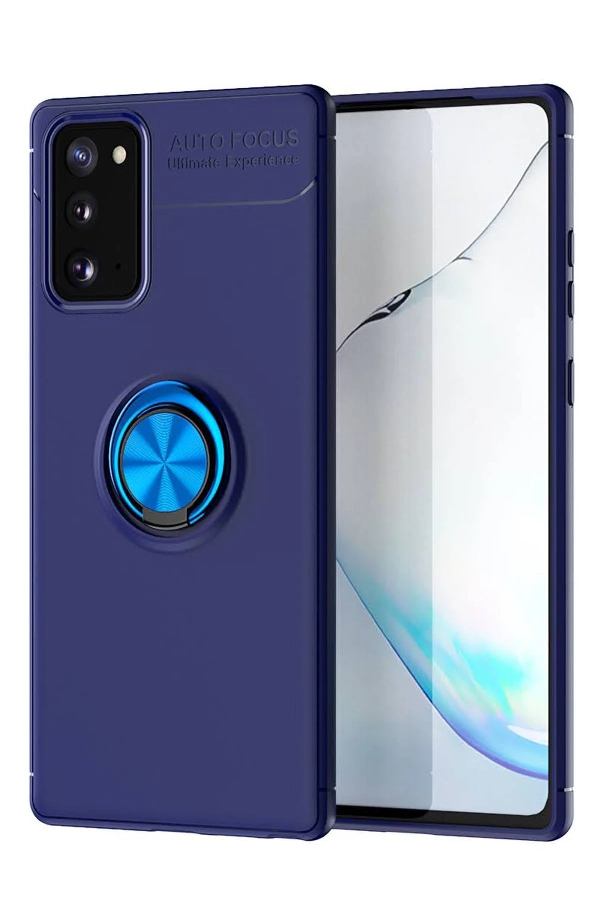 Samsung Galaxy Note 20 Kılıf Range Yüzüklü Silikon - Mavi-(5796)