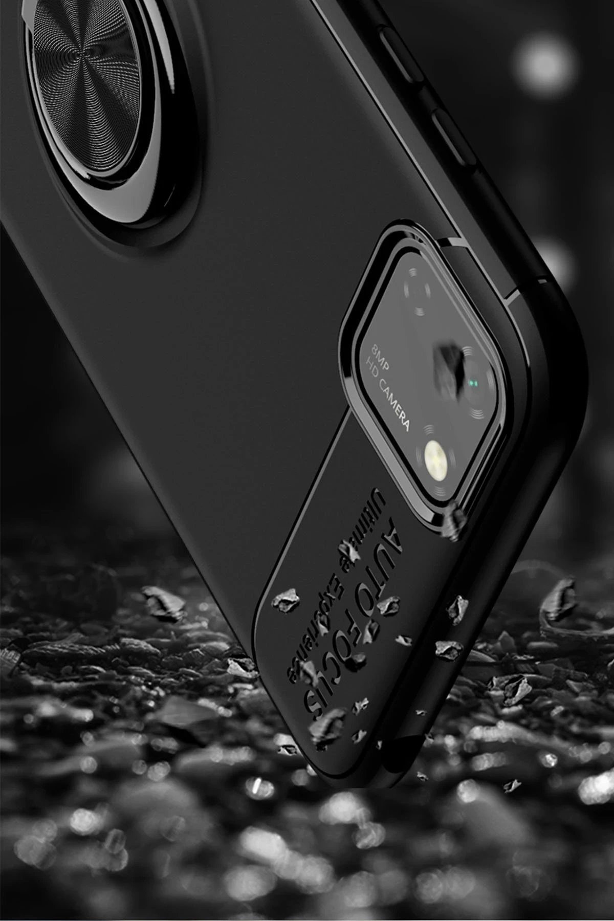 Huawei Y5P Kılıf Range Yüzüklü Silikon - Siyah-Mavi-(5796) - Görsel 3