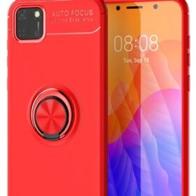 Huawei Y5P Kılıf Range Yüzüklü Silikon - Kırmızı-(5796)