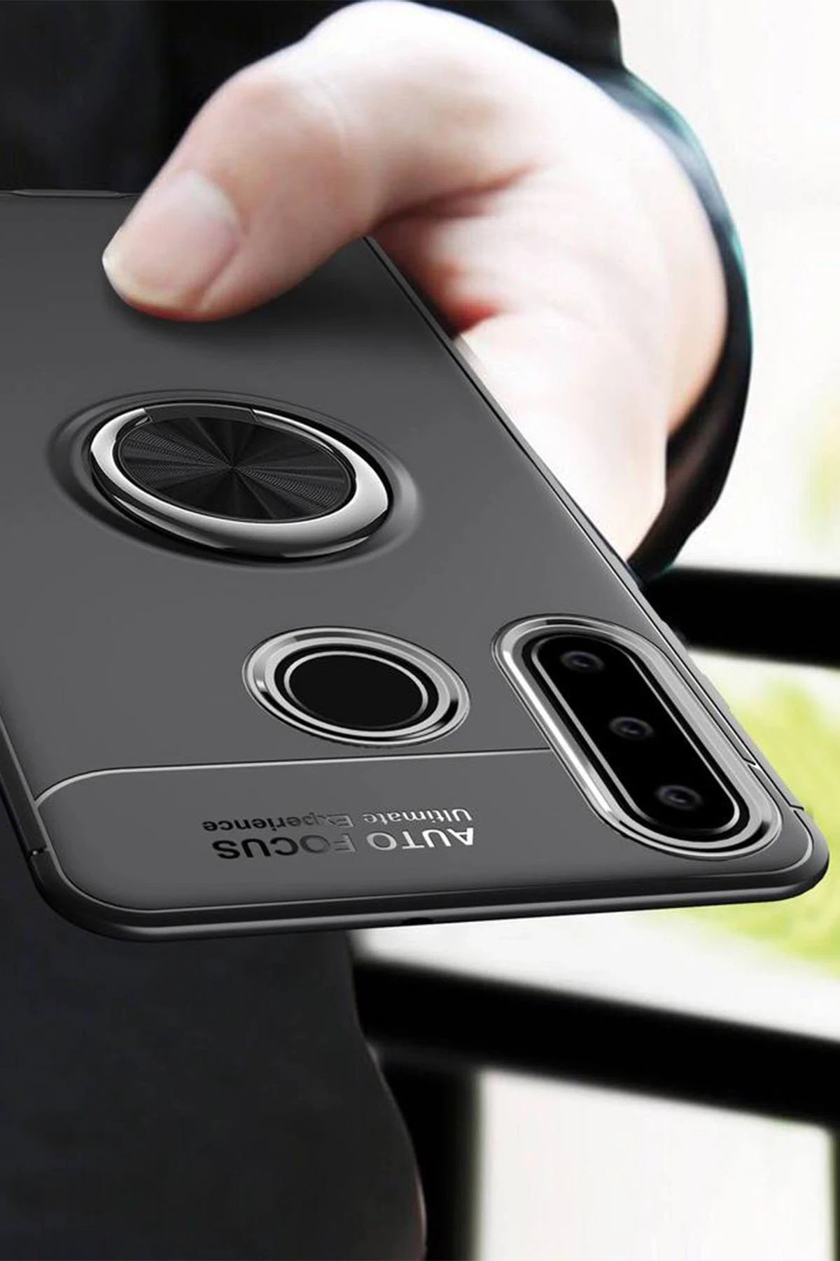 Huawei Y6P Kılıf Range Yüzüklü Silikon - Siyah-Kırmızı-(5796) - Görsel 3