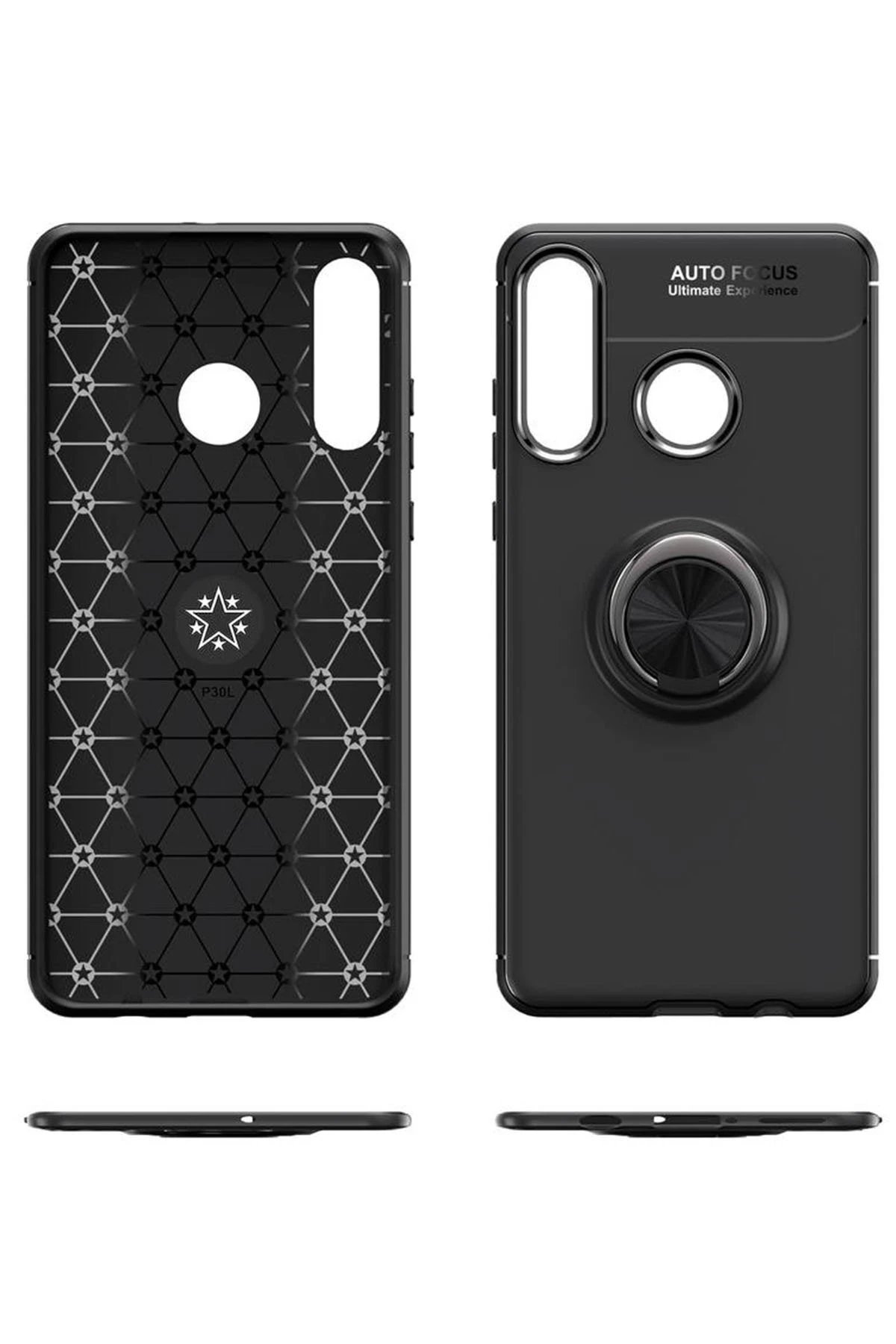 Huawei Y6P Kılıf Range Yüzüklü Silikon - Siyah-Kırmızı-(5796) - Görsel 4