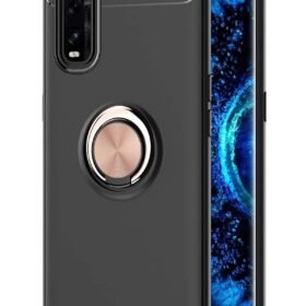 Oppo Find X2 Kılıf Range Yüzüklü Silikon - Siyah-Gold-(5796)