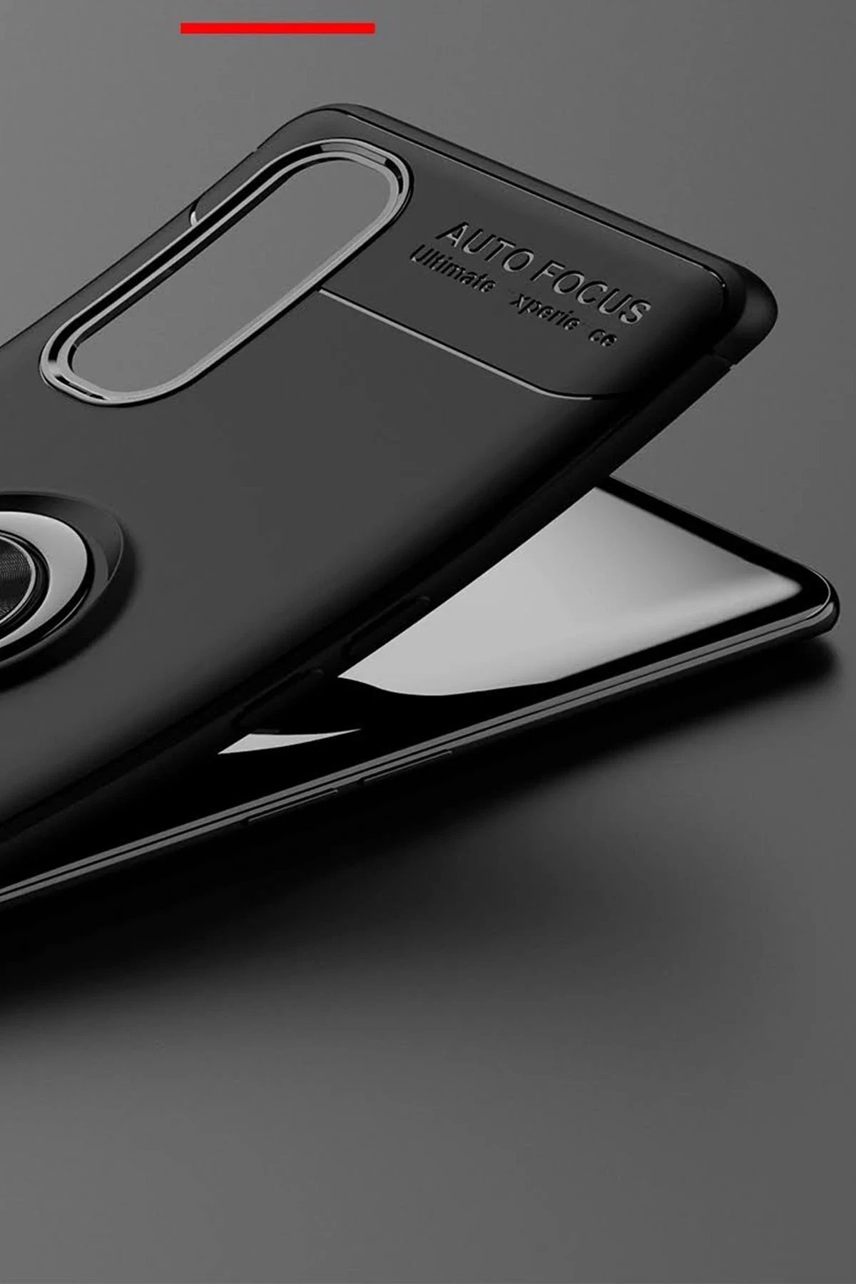 Oppo Find X2 Kılıf Range Yüzüklü Silikon - Siyah-Mavi-(5796) - Görsel 4