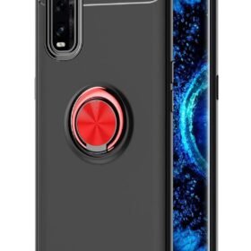 Oppo Find X2 Kılıf Range Yüzüklü Silikon - Siyah-Kırmızı-(5796)