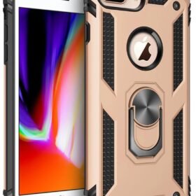 iPhone 7 Plus Kılıf Sofya Yüzüklü Silikon Kapak - Gold-(5796)