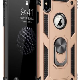 iPhone X Kılıf Sofya Yüzüklü Silikon Kapak - Gold-(5796)