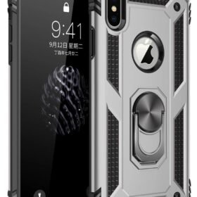 iPhone X Kılıf Sofya Yüzüklü Silikon Kapak - Gümüş-(5796)