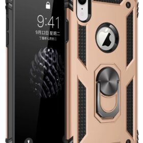 iPhone XR Kılıf Sofya Yüzüklü Silikon Kapak - Gold-(5796)