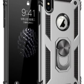 iPhone XS Max Kılıf Sofya Yüzüklü Silikon Kapak - Gümüş-(5796)