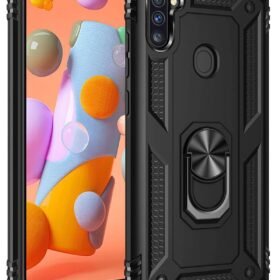 Samsung Galaxy A11 Kılıf Sofya Yüzüklü Silikon Kapak - Siyah-(5796)