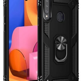 Samsung Galaxy A20S Kılıf Sofya Yüzüklü Silikon Kapak - Siyah-(5796)