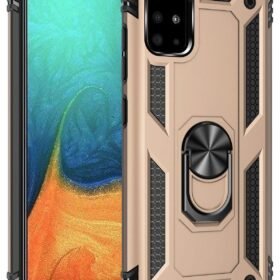 Samsung Galaxy A71 Kılıf Sofya Yüzüklü Silikon Kapak - Gold-(5796)