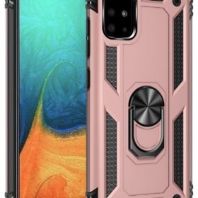 Samsung Galaxy A71 Kılıf Sofya Yüzüklü Silikon Kapak - Rose-(5796)